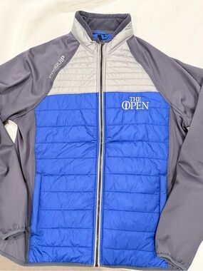 Men's Blue & Gray proquip Hybrid Puffer Jacket the open from St. Andrews